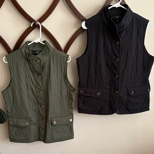 Talbots Quilted Vests in Black and Olive